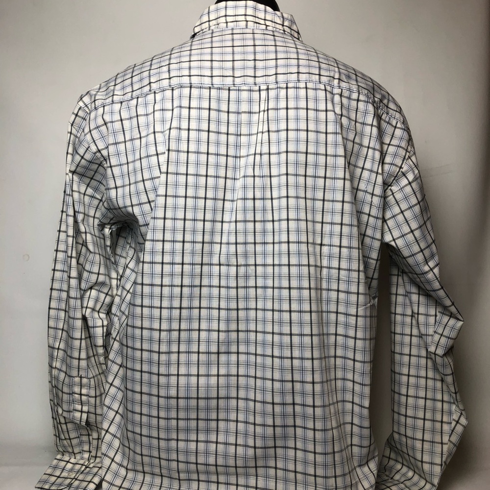 Men's White and Blue Checkered Shirt - Picture 2 of 3